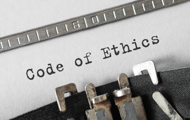 text-code-ethics-typed-retro-typewriter code of ethics